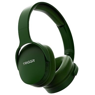 TRIGGR Trinity 2 with Dual Pairing, ENC, Fast Charge, 50H Battery, Rubber Finish, v5.3 Bluetooth (Jungle Green, On The Ear) - Image 4